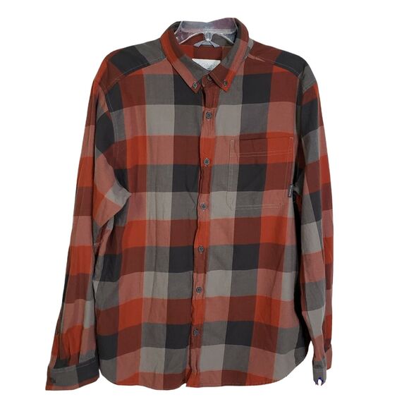Columbia Mens Shirt Medium Out and Back II Orange Plaid Button Down Long Sleeve - Picture 7 of 11